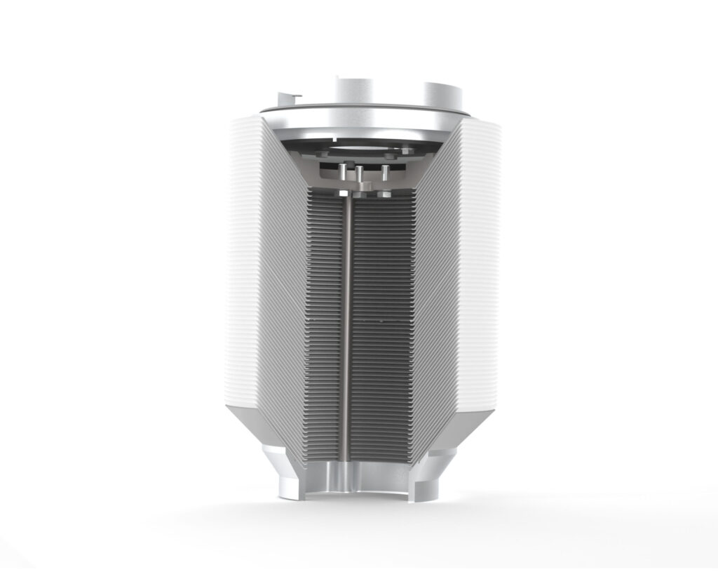 Rotor cut through showing the disc stack technology within